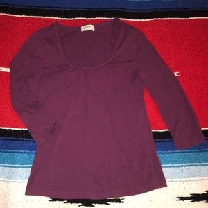 LOFT Magenta 3/4 Sleeve Shirt